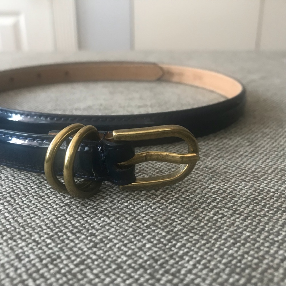 American Apparel blue patent belt, size M, NWOT